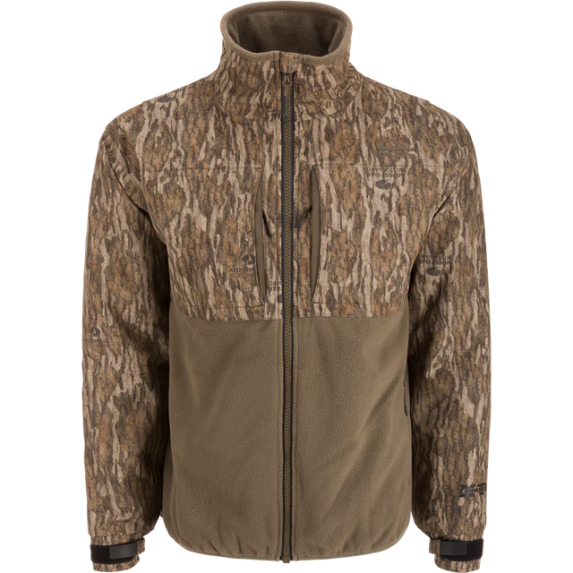 Camouflage jacket with a two-tone design on a white background