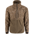 Camouflage jacket with a quarter zip on a white background