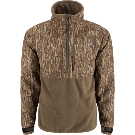 Camouflage jacket with a quarter zip on a white background