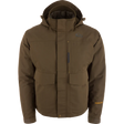 Brown jacket with a hood on a white background
