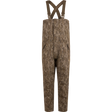 Camouflage bib overalls with suspenders on a white background