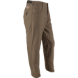Brown pants with a visible brand logo on a white background