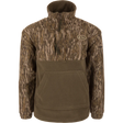 Camouflage pullover with a brand logo on a white background