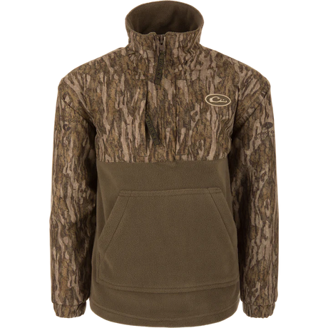 Camouflage pullover with a brand logo on a white background