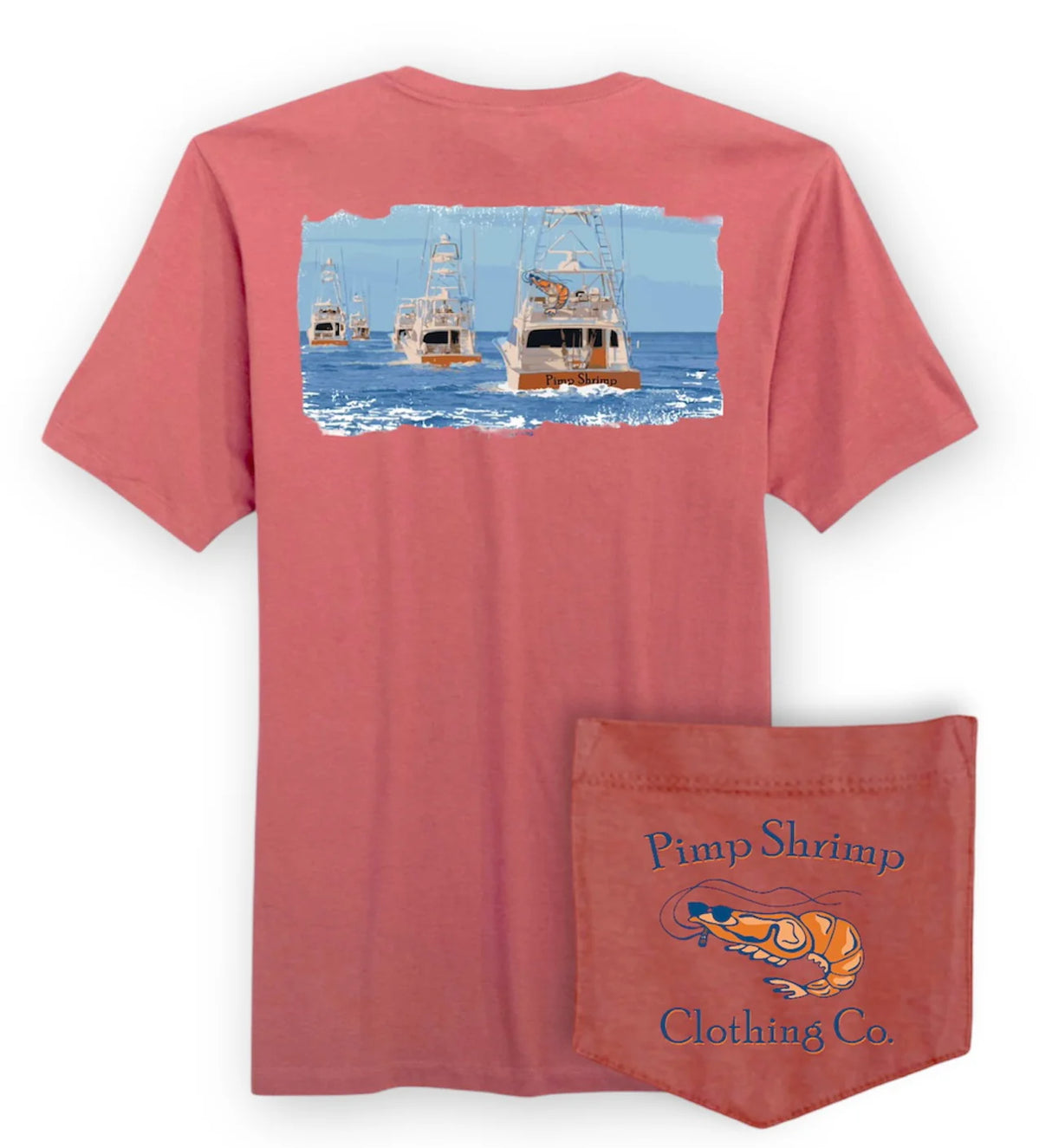 Pimp Shrimp "Gone Fishing" Short Sleeve Pocketed T-Shirts