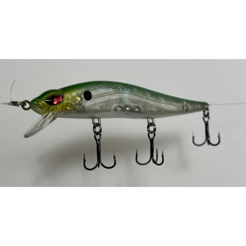 Fishing lure with multiple hooks on a white background