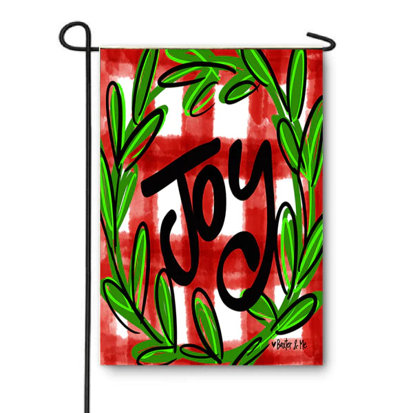 Baxter And Me Joy Red Buffalo Garden Flag