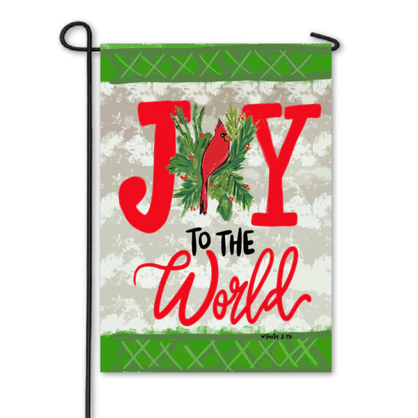 Baxter And Me Joy to the World Red Bird Garden Flag