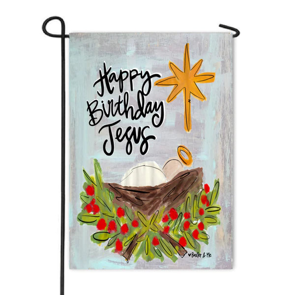 Baxter And Me Happy Birthday Jesus Garden Flag