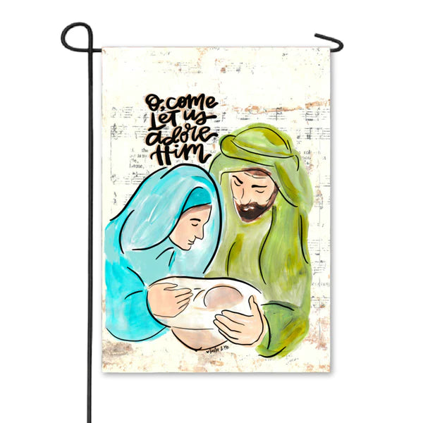 Baxter And Me O come Let Us Adore Him Nativity Garden Flag
