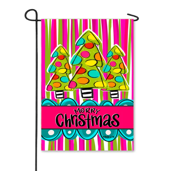 Baxter And Me Funky Striped Christmas Tree Trio Garden Flag