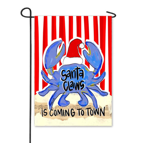Baxter And Me Blue Santa Claws is Coming to Town Garden Flag