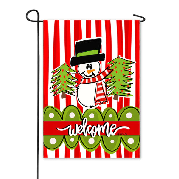 Baxter And Me Welcome Snowman Garden Flag
