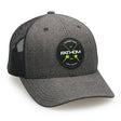 Gray cap with a black patch featuring 'Fathom' branding on a white background