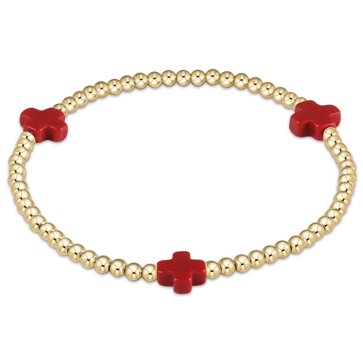 Enewton Signature Cross Gold Pattern 3mm Beaded Bracelet