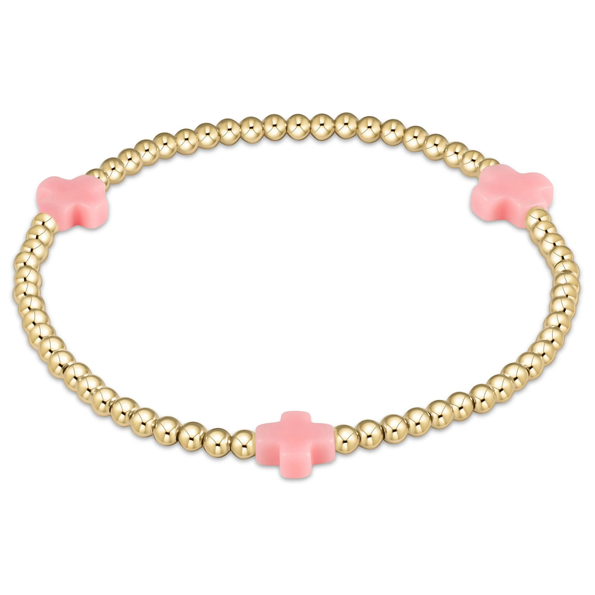 Enewton Signature Cross Gold Pattern 3mm Beaded Bracelet