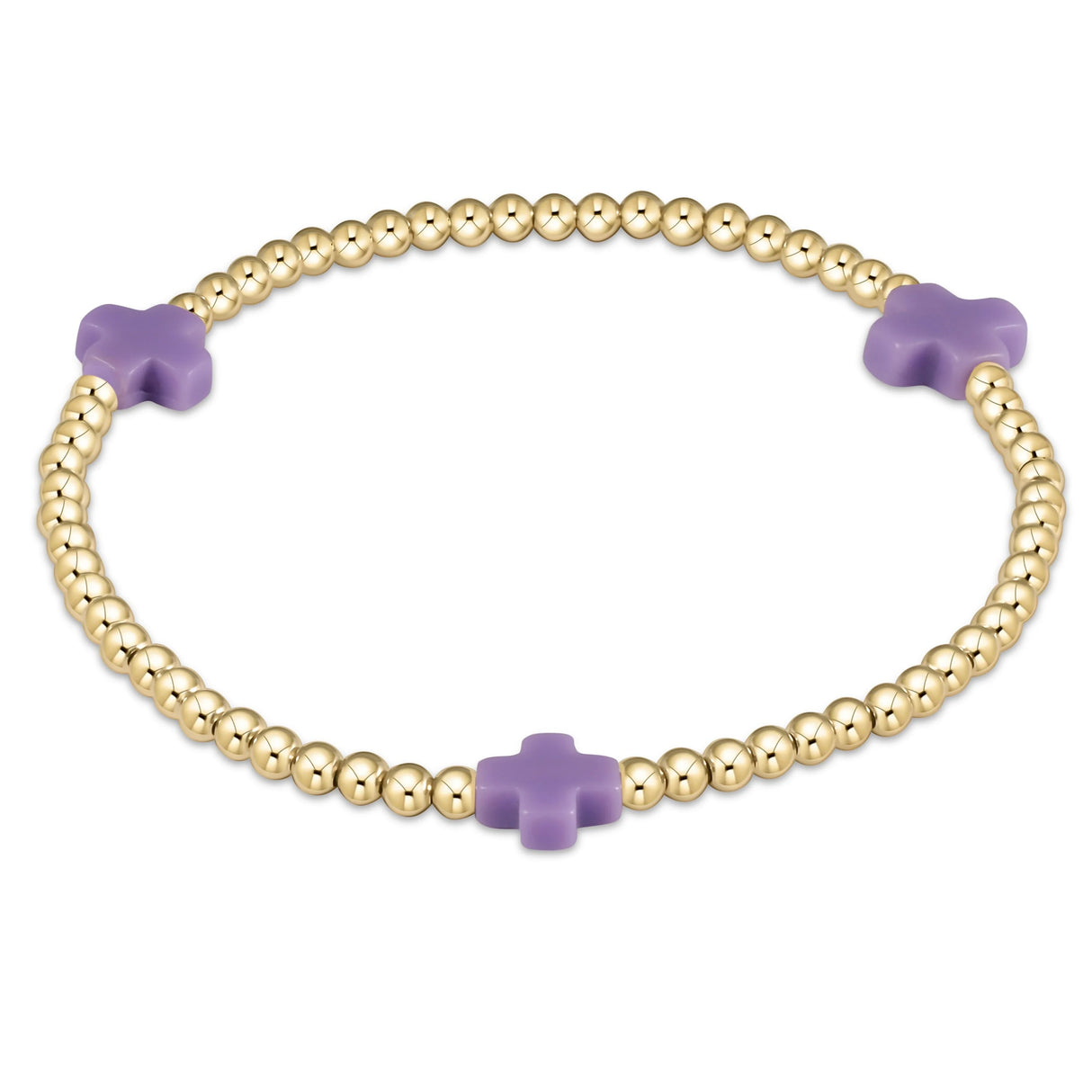 Enewton Signature Cross Gold Pattern 3mm Beaded Bracelet