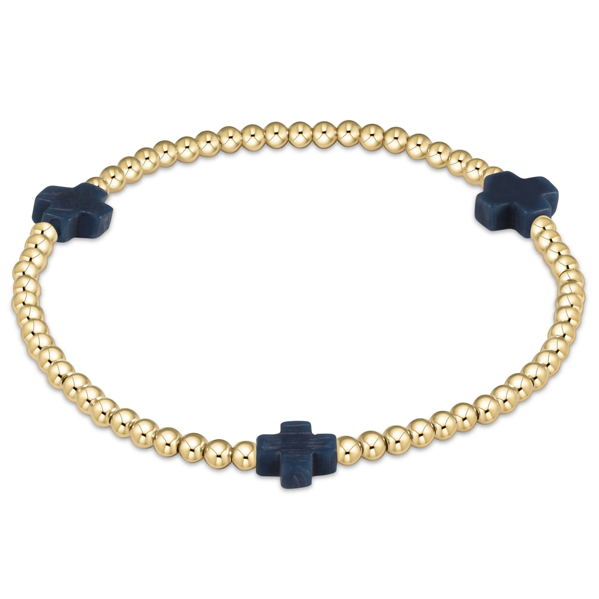 Enewton Signature Cross Gold Pattern 3mm Beaded Bracelet