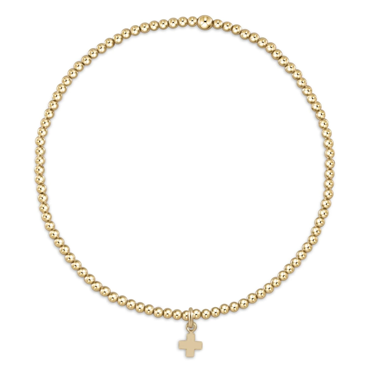 Enewton Classic Gold 2mm Bracelet - Beaded Signature Cross Small Gold Charm