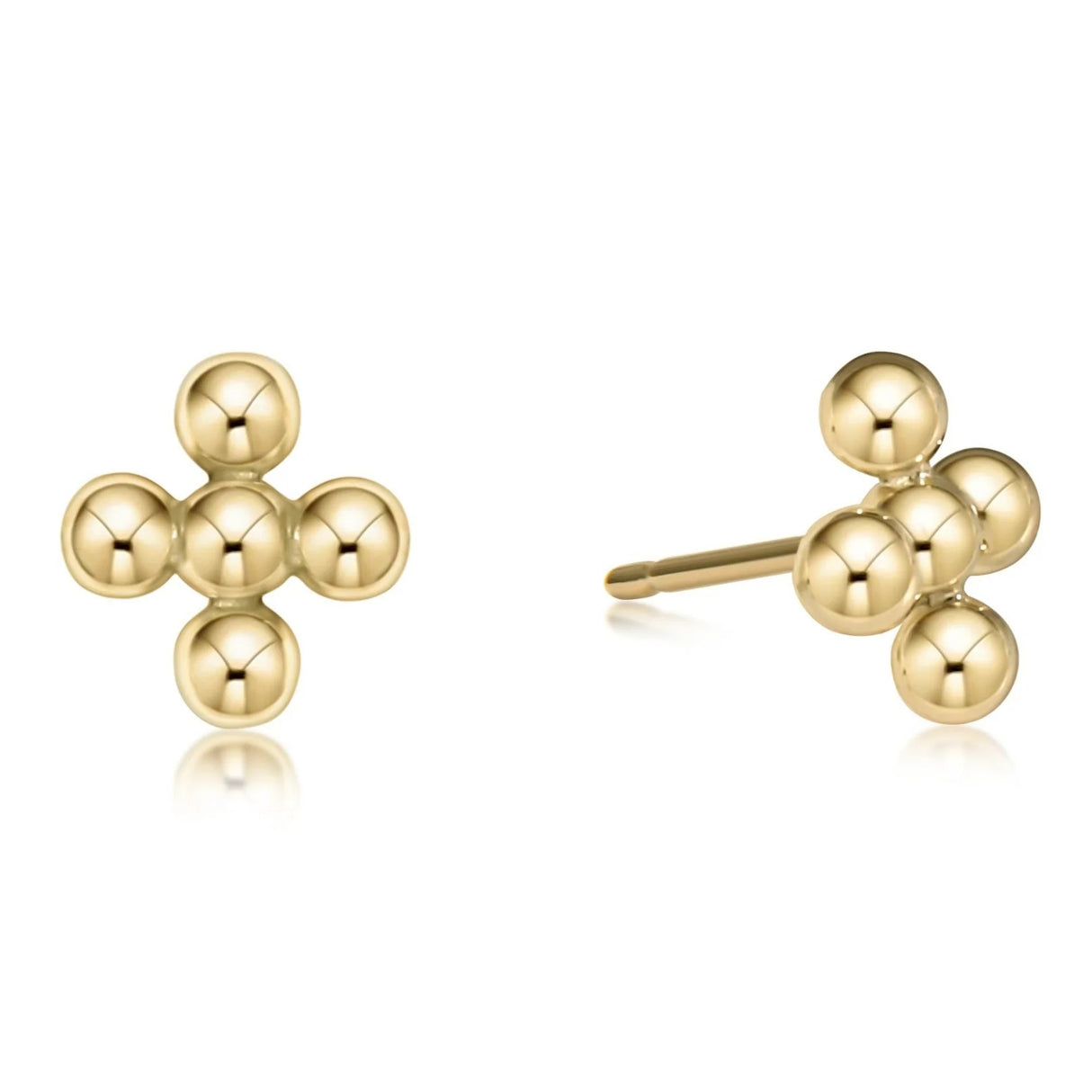 Enewton Classic Beaded Signature Cross Stud-4mm Bead Gold