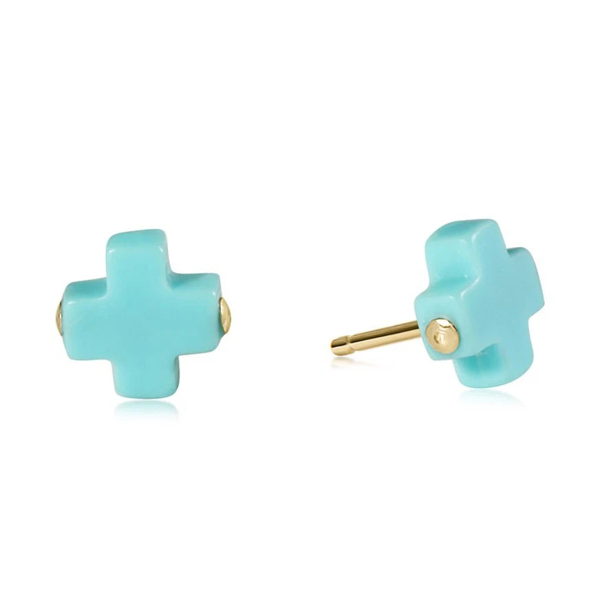 Enewton Signature Cross Stud-Turquoise