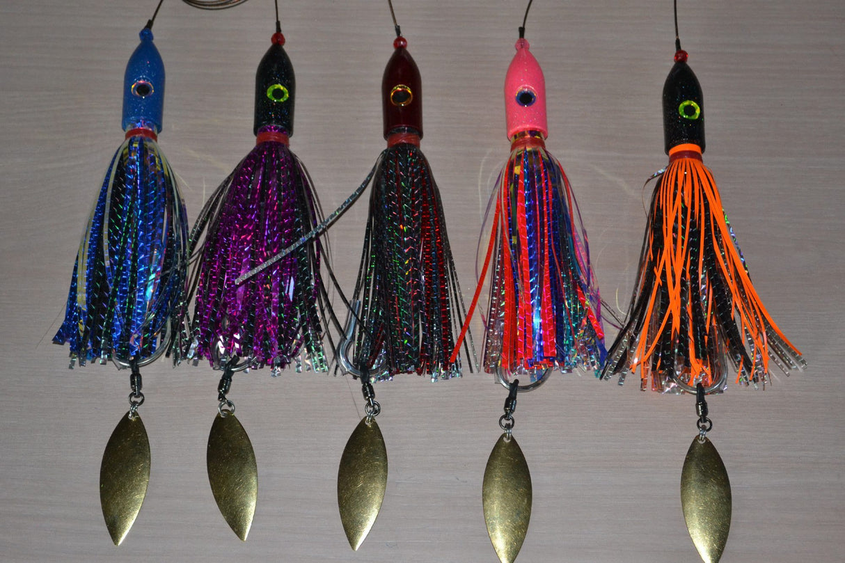 Blue Water Candy JAG-A-HOO 8oz rigged on cable w/spinner blade