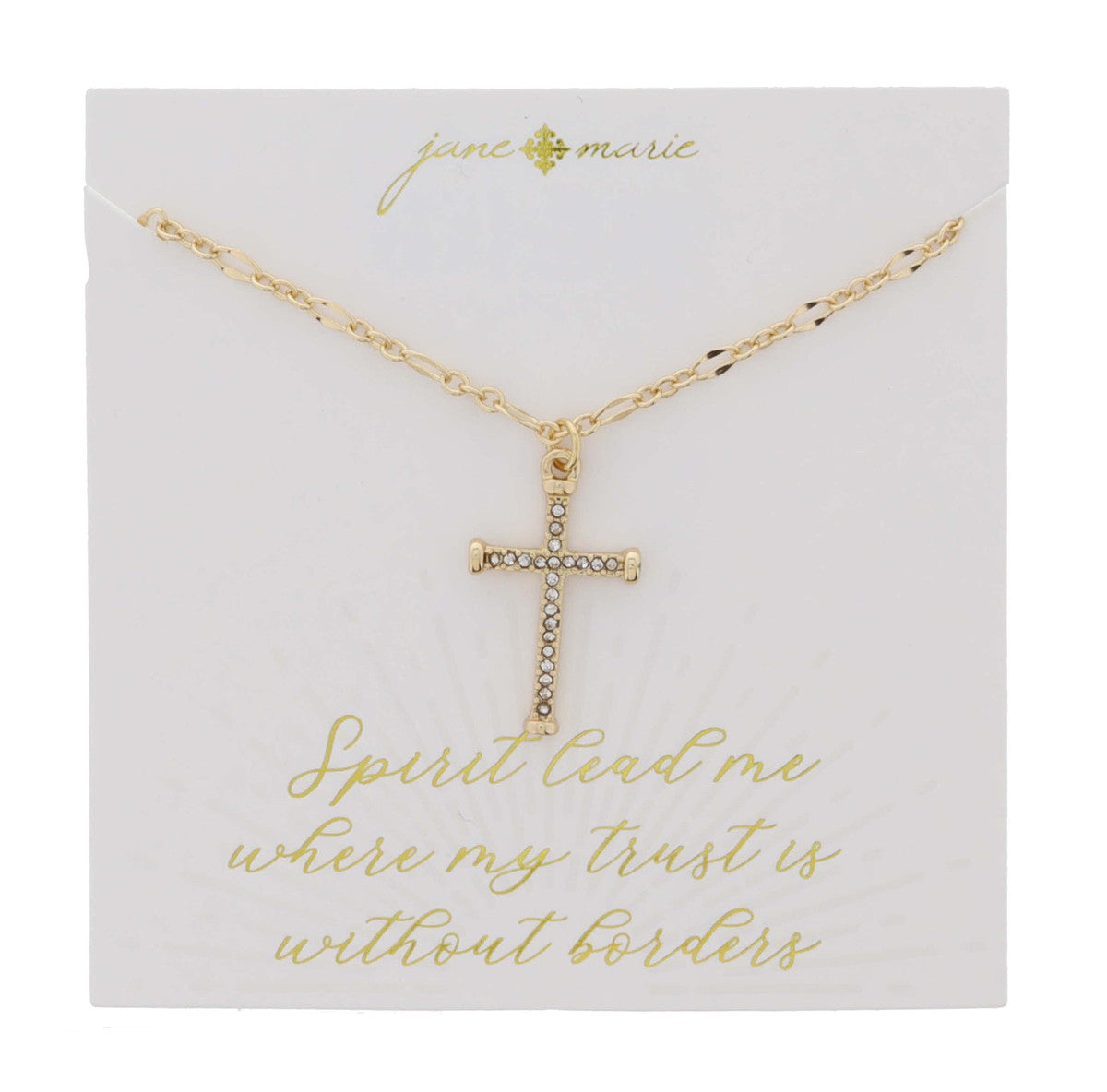 Jane Marie Crystal Cross With Gold Points Necklace