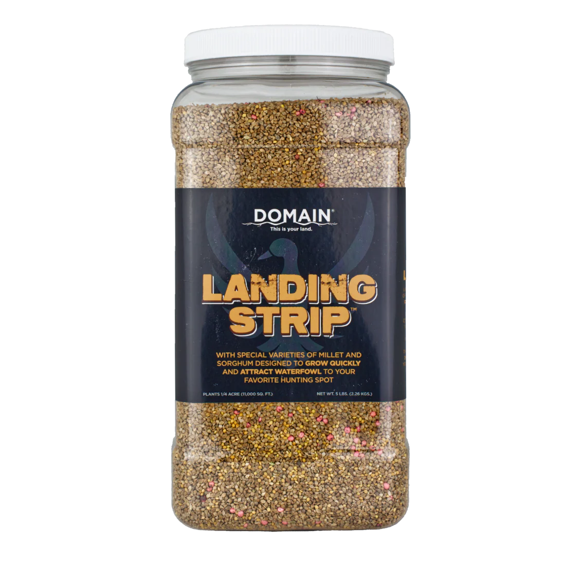 Jar of Domain Landing Strip with a white lid on a white background