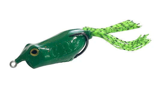 Green fishing lure with a detailed design on a white background