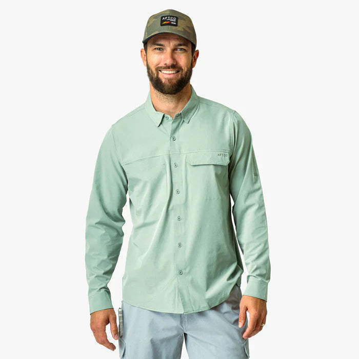 Aftco Air O Mesh Tech Long Sleeve - Bay Leaf - Size L