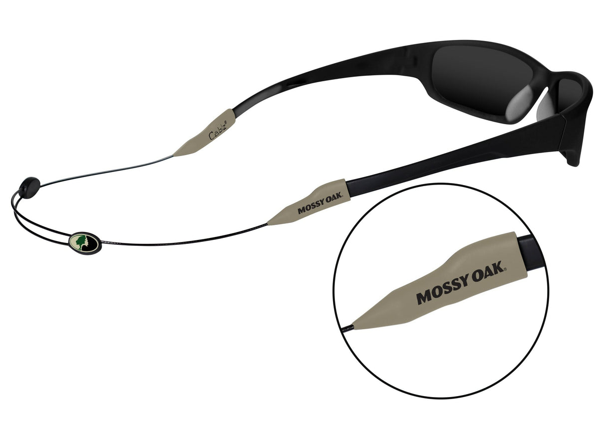 Sunglasses with a Mossy Oak logo on a white background