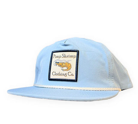 Light blue cap with a logo on a white background