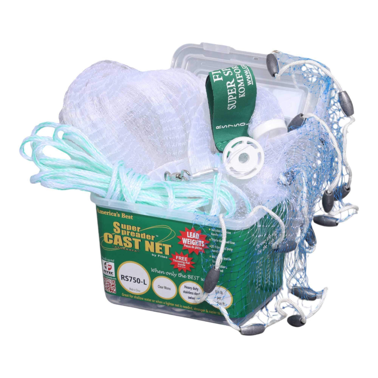 Fitec RS 750L Series Lead Cast Net, Clear Mono
