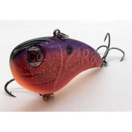 Fishing lure with gradient color and brand logo on a white background