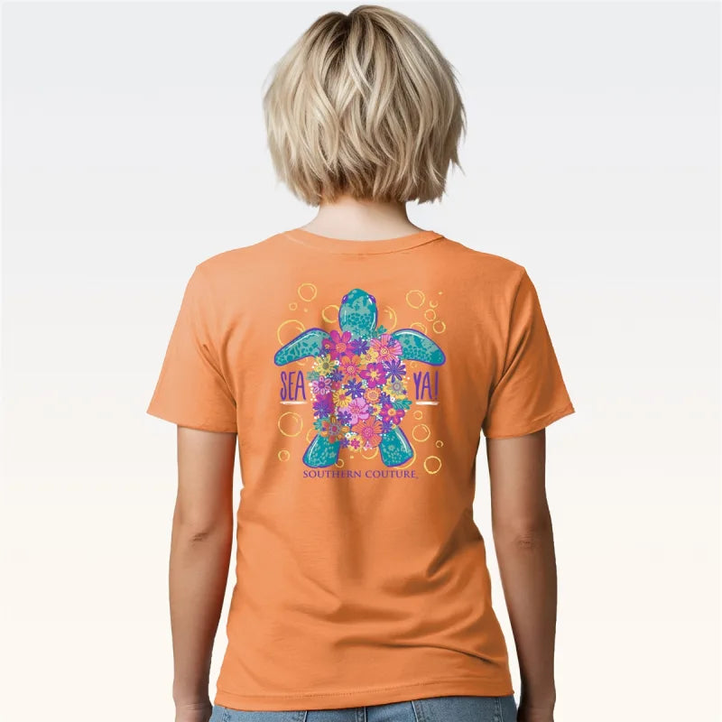 Southern Couture Comfort Sea Ya Turtle Tee - Melon