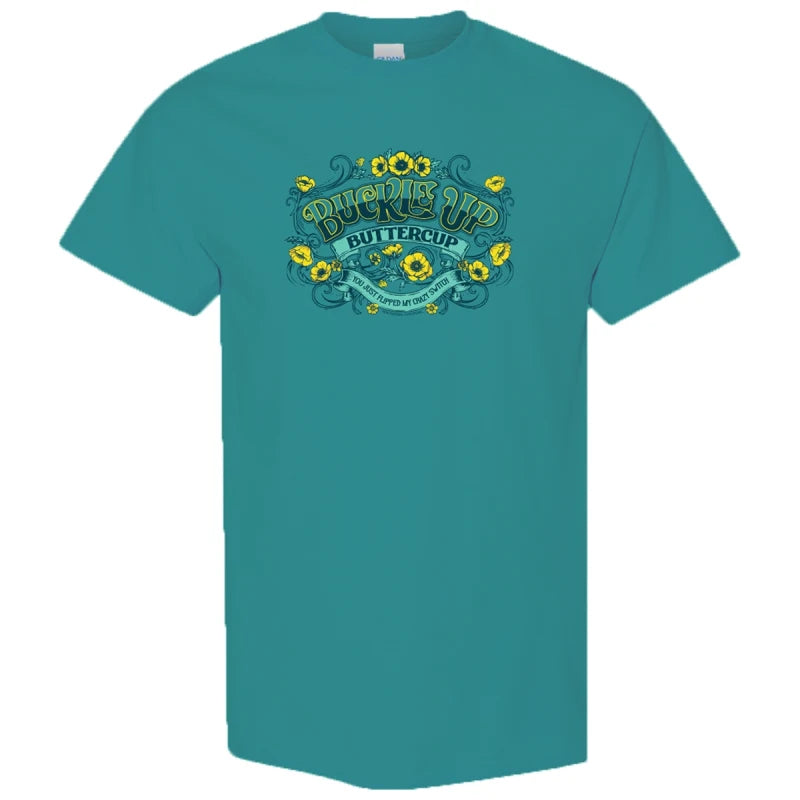 Southern Couture Soft Buckle Up Buttercup Tee- Jade Dome