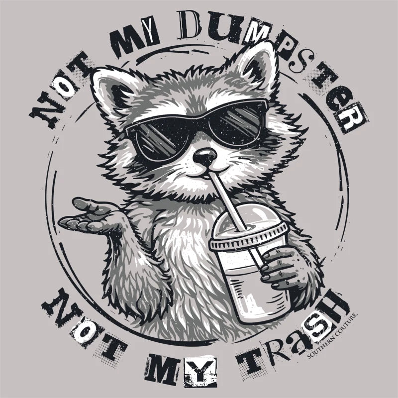 Southern Couture Soft Not My Dumpster Racoon Tee - Ice Grey