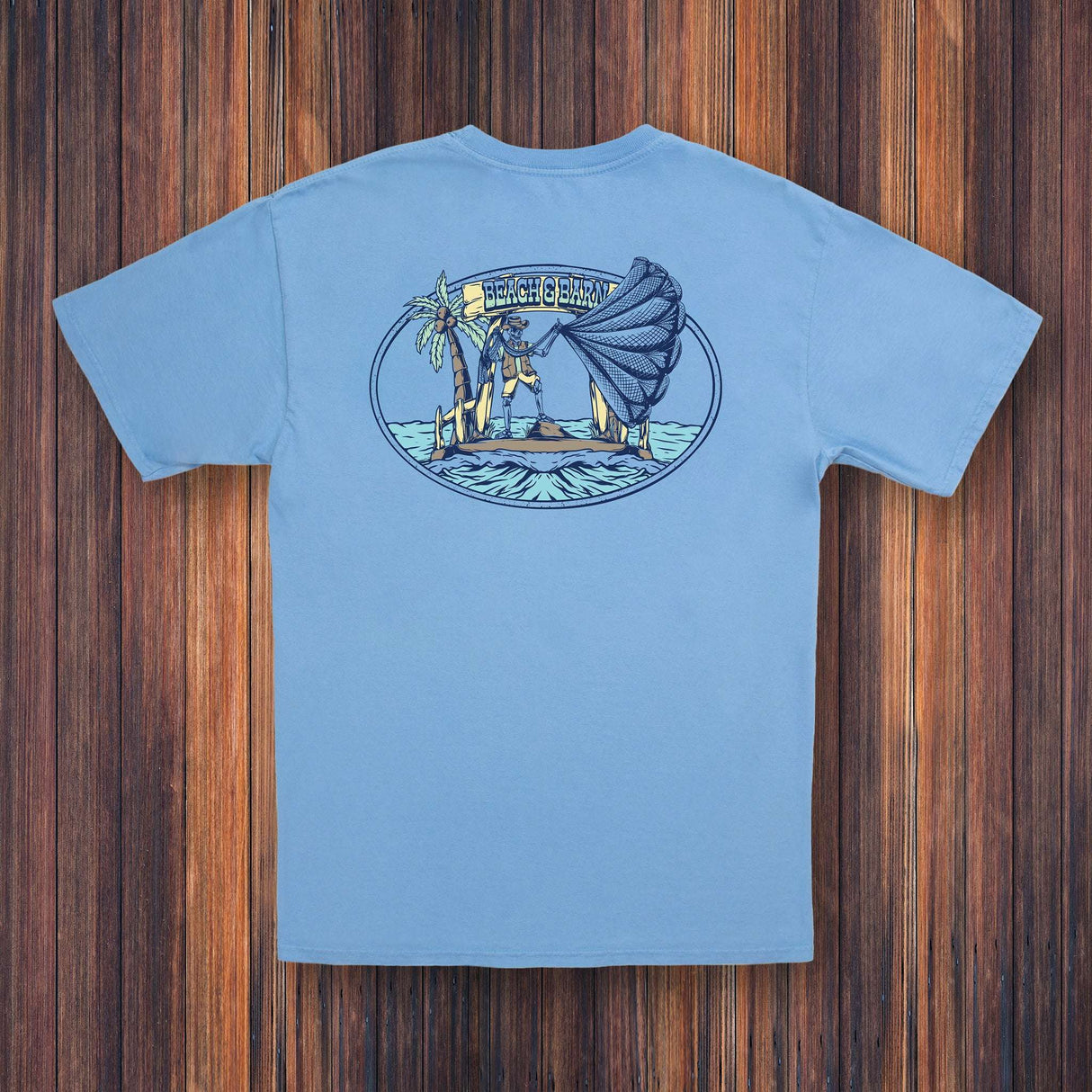 Beach & Barn Outfitters Skeleton Crew Tee Shirt - Azure