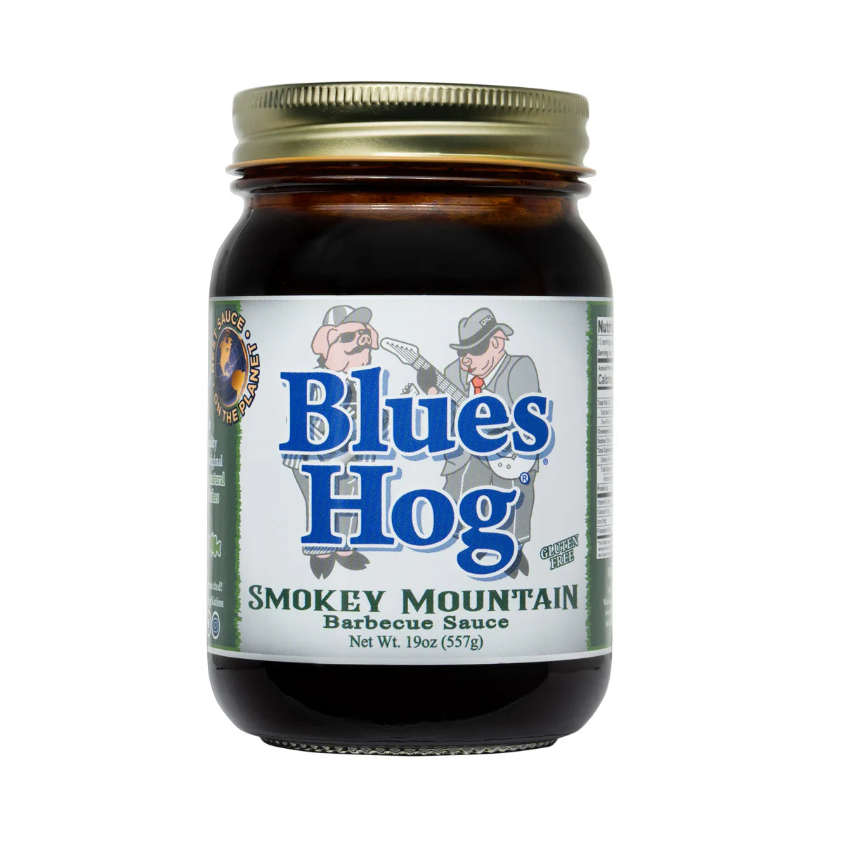 Jar of Blues Hog Smokey Mountain Barbecue Sauce on a white background