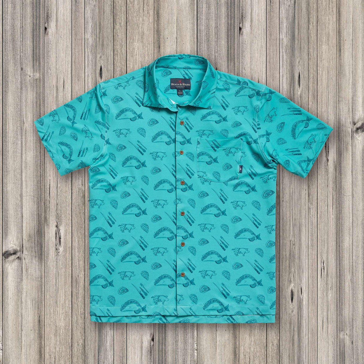 Beach & Barn Outfitters Surf 'N Turf Sportshirt - Aquamarine