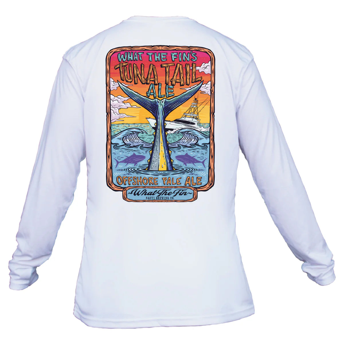 What The Fin Tuna Tail Ale Long Sleeve Performance - White - L