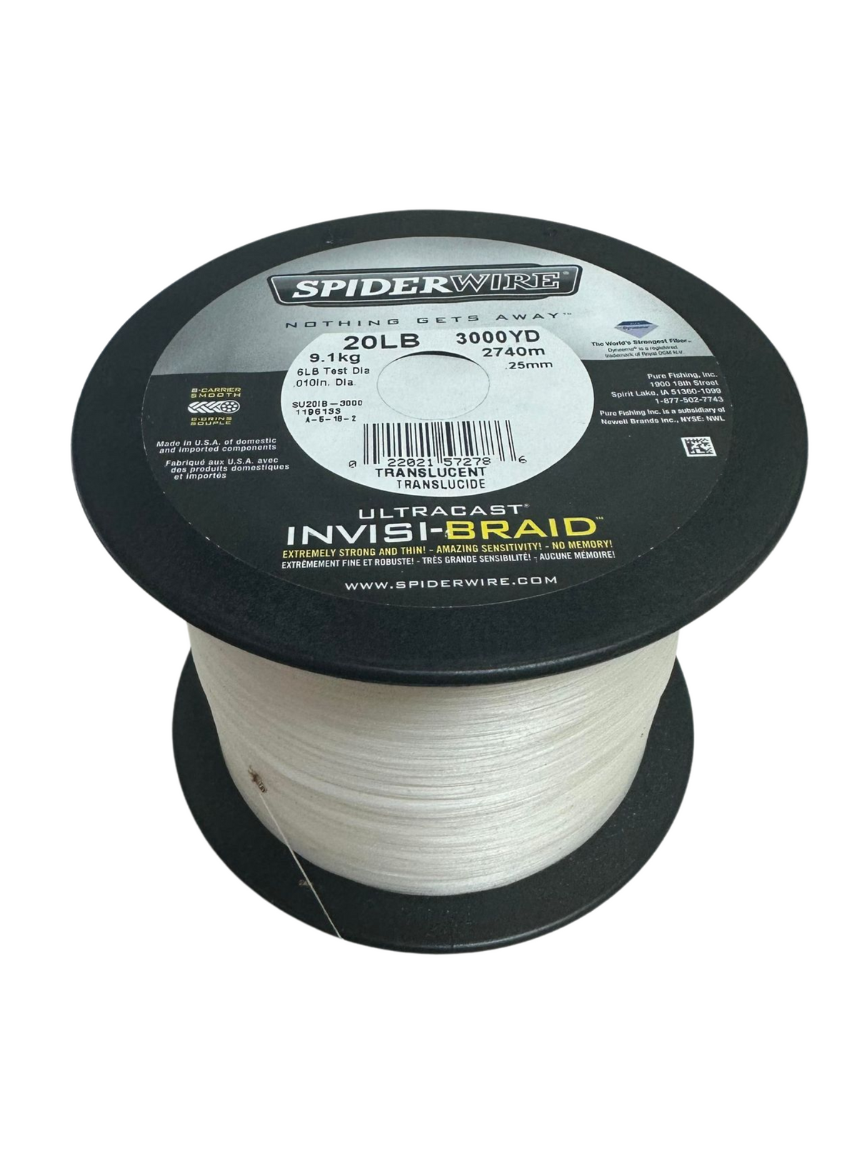 SpiderWire Ultracast Invisi-Braid, Translucent, 20lb Fishing Line