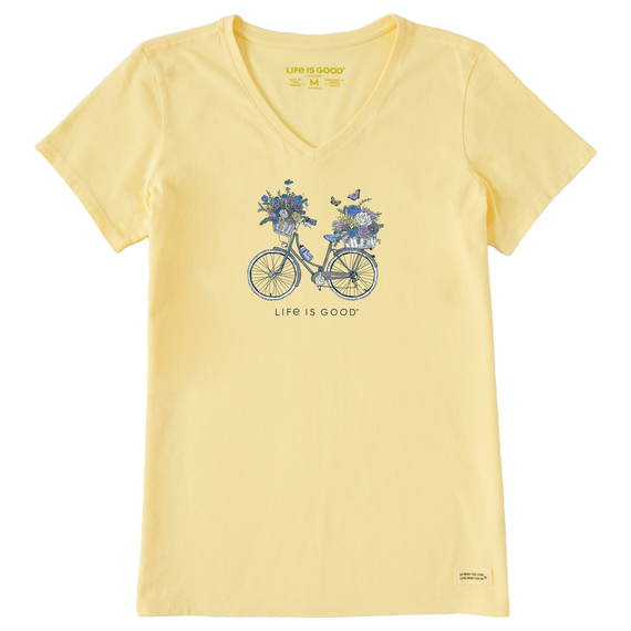 Life Is Good Women's Bike Flower Baskets Short Sleeve Tee