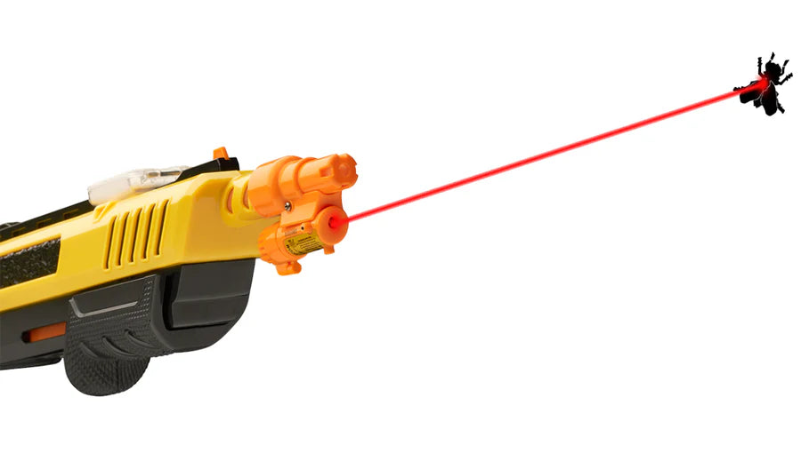 bug blaster with a red laser on a white background