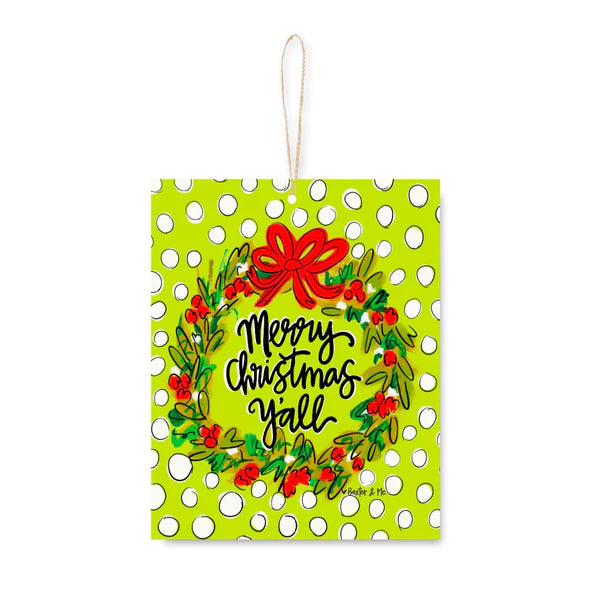 Baxter And Me Merry Christmas Yall Wreath Ornament