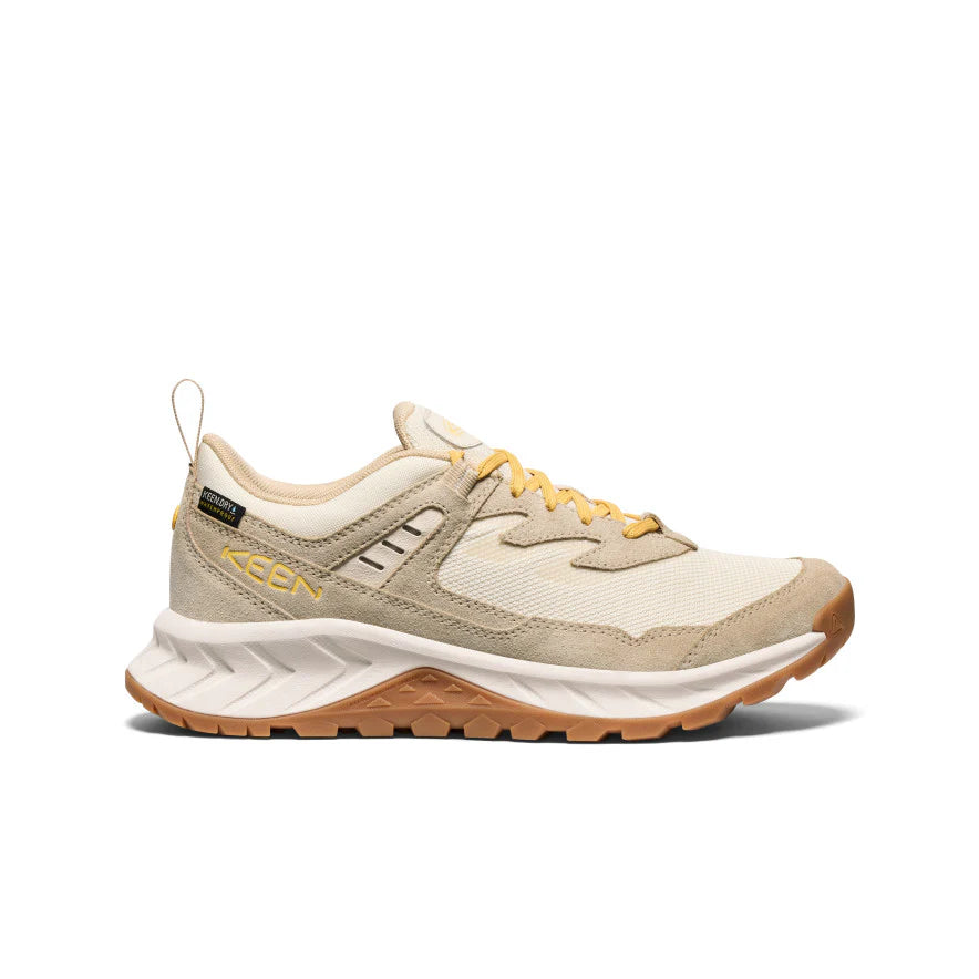 Beige and brown sneaker with 'Keen' branding on a white background