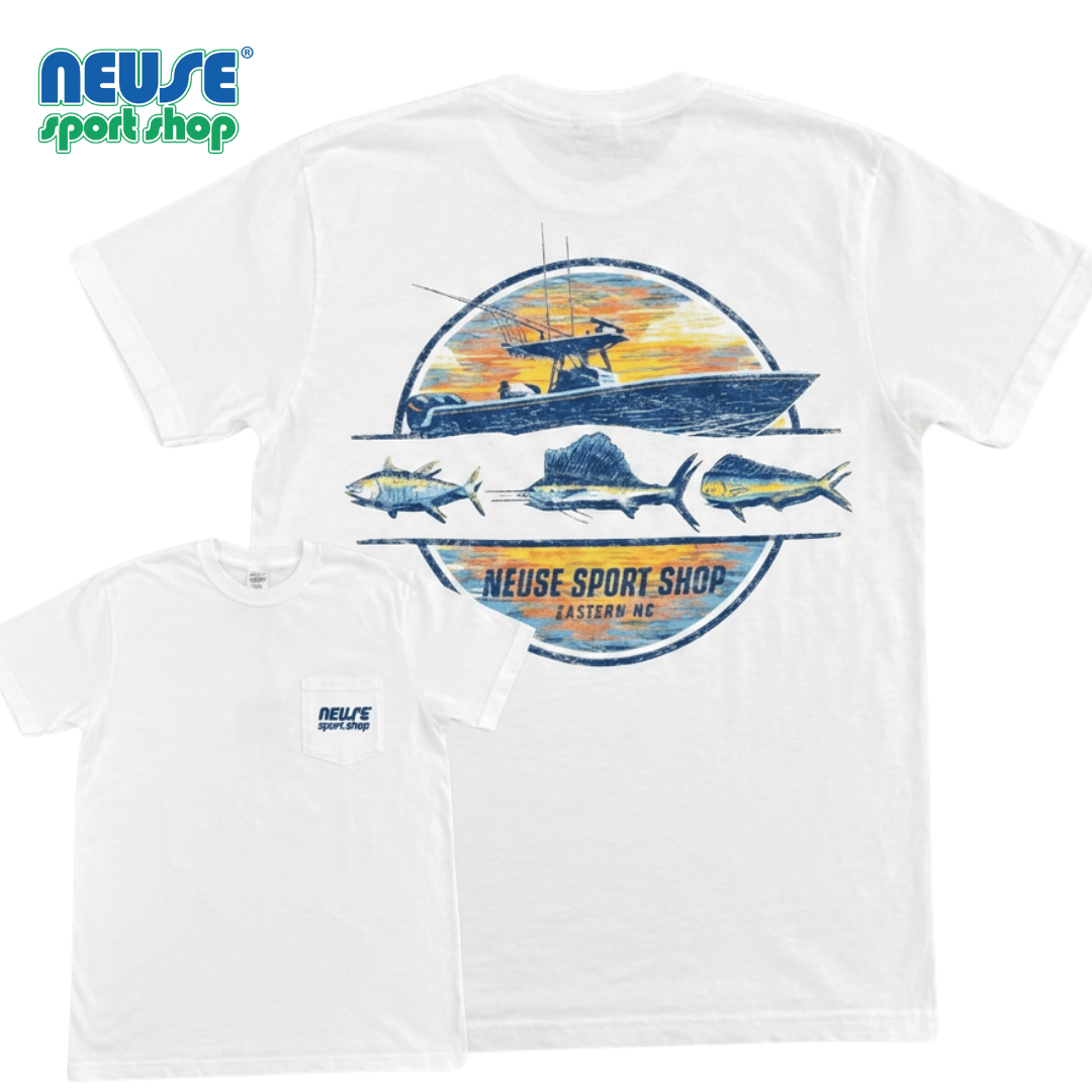 Neuse Sport Shop Charter Fishing White Tee