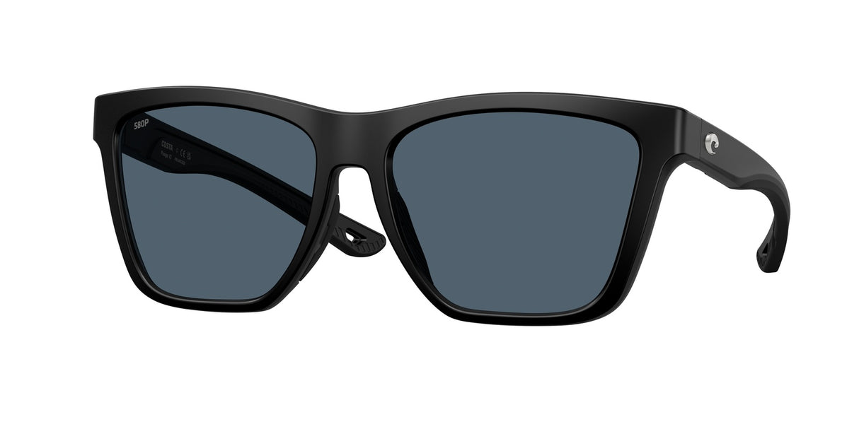 Black sunglasses with dark lenses on a white background