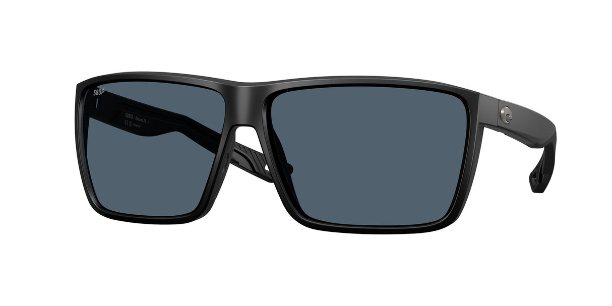 Black sunglasses with dark lenses on a white background