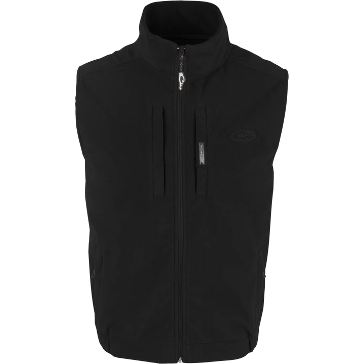 Black vest with a brand logo on a white background